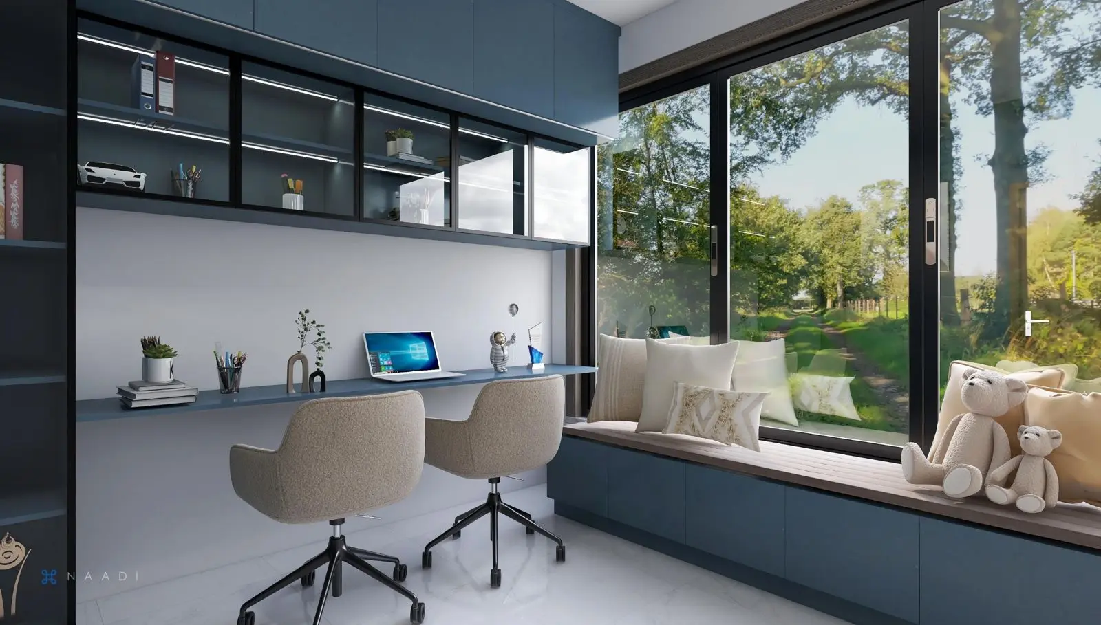 Study room model 2 with slate 1844 SHG shutters